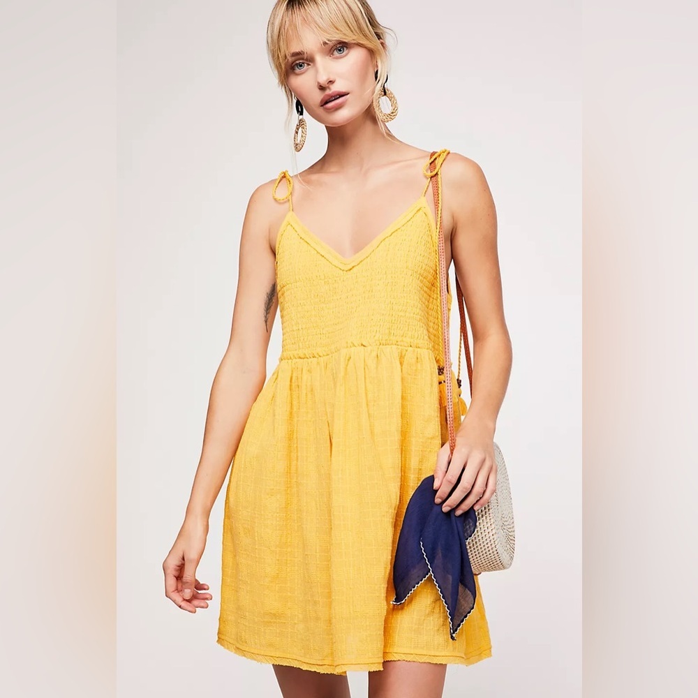 Free People Sundrenched Mini Dress Pockets Womens Size Small